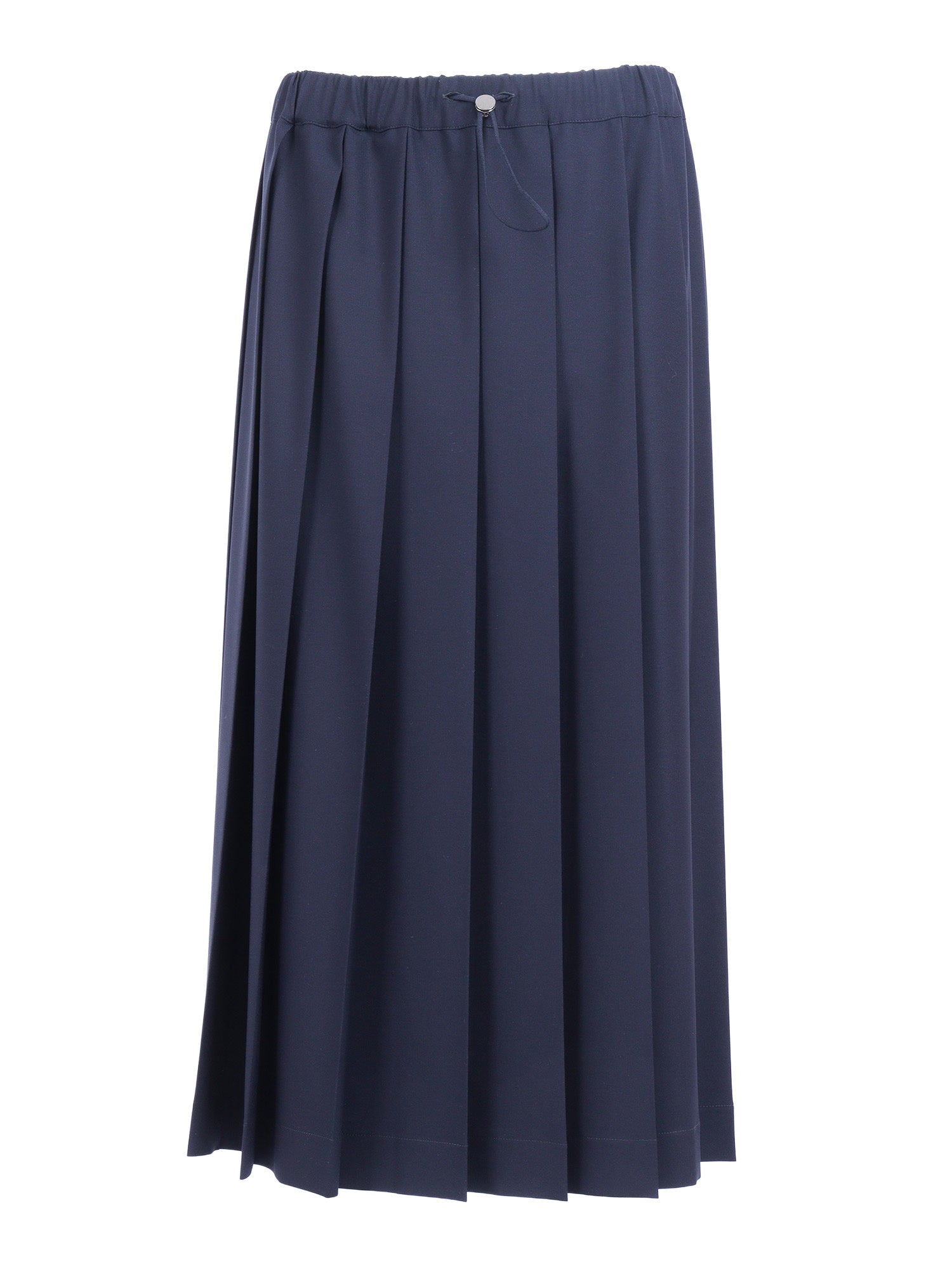 TECH WOOL PLEATED SKIRT WITH ELASTIC WAISTBAND Blue Polyester Viscose Elastane