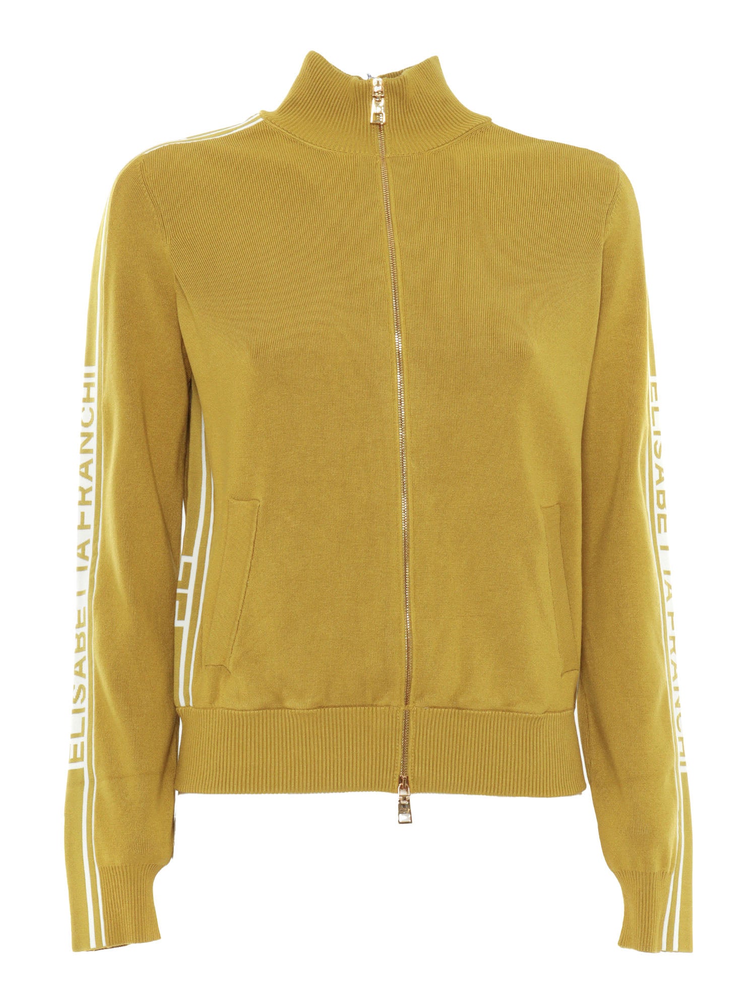 Tricot yellow sweater with logo Viscose Polyamide Crewneck