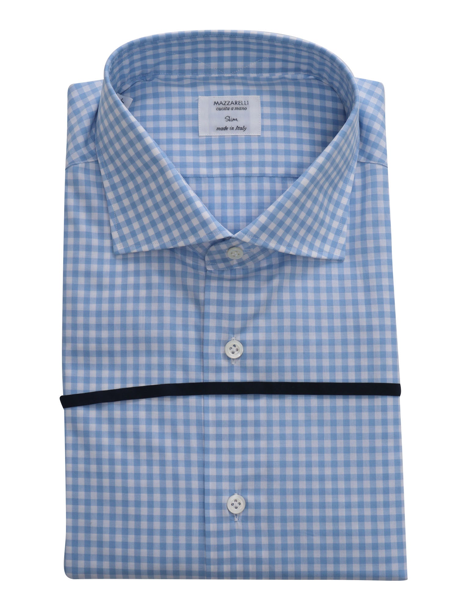 Slim fit Vichy shirt Light Blue Cotton