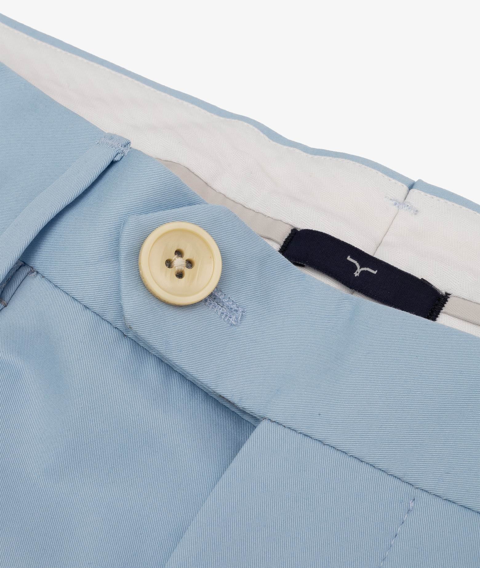 Cotton Chino Montauk Lightblue Trousers No Pinces