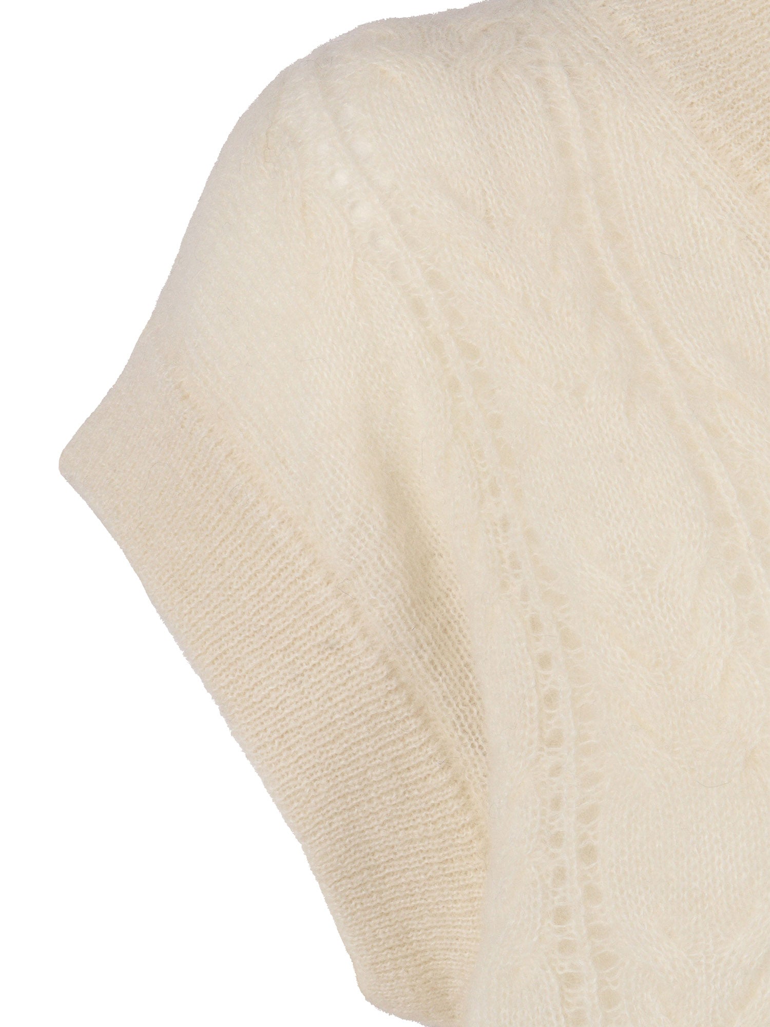 V Neck Sweater White Mohair Alpaca Polyamide