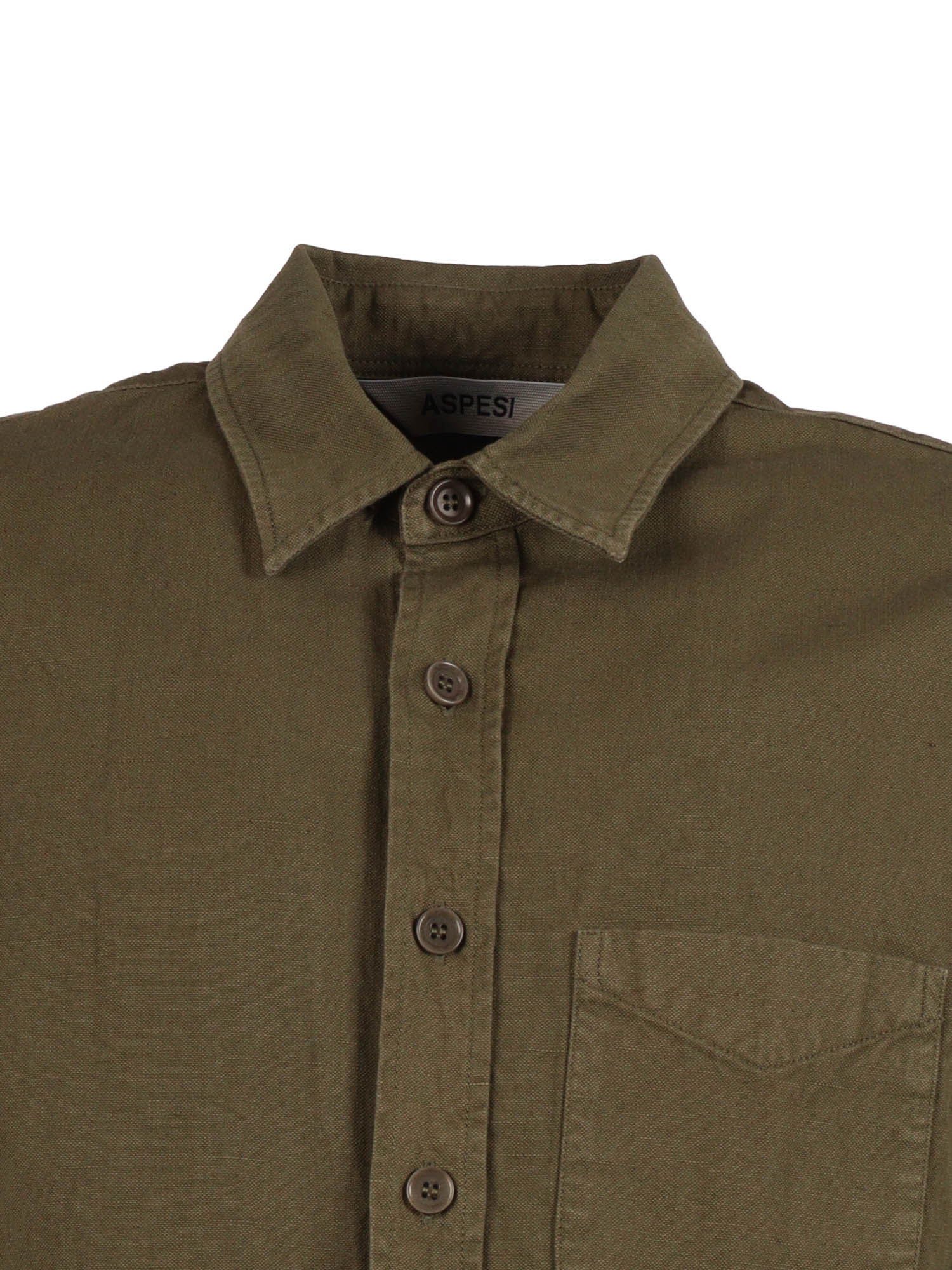 MAN SHIRT Green Cotton Linen