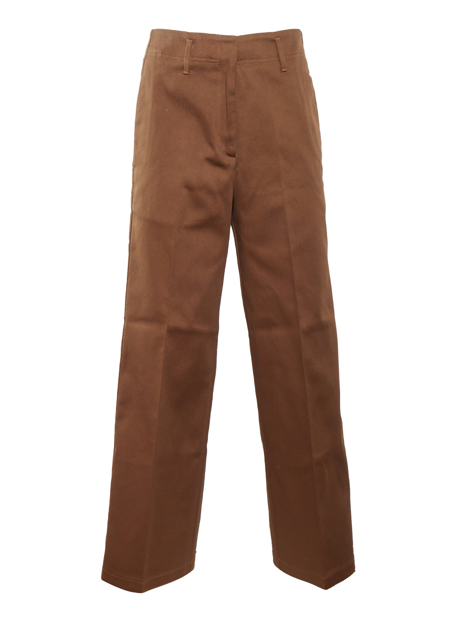 Heavy cotton cover stright leg trousers Brown Pant