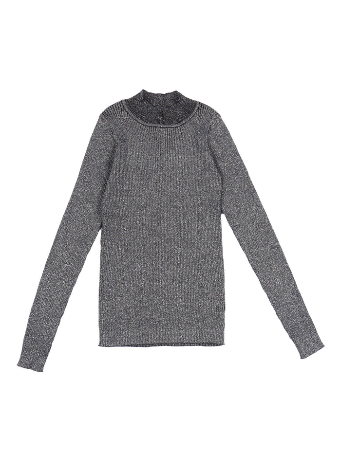 Ginevra Jumpers Grey Cotton Organic Metallic Yarn Crewneck