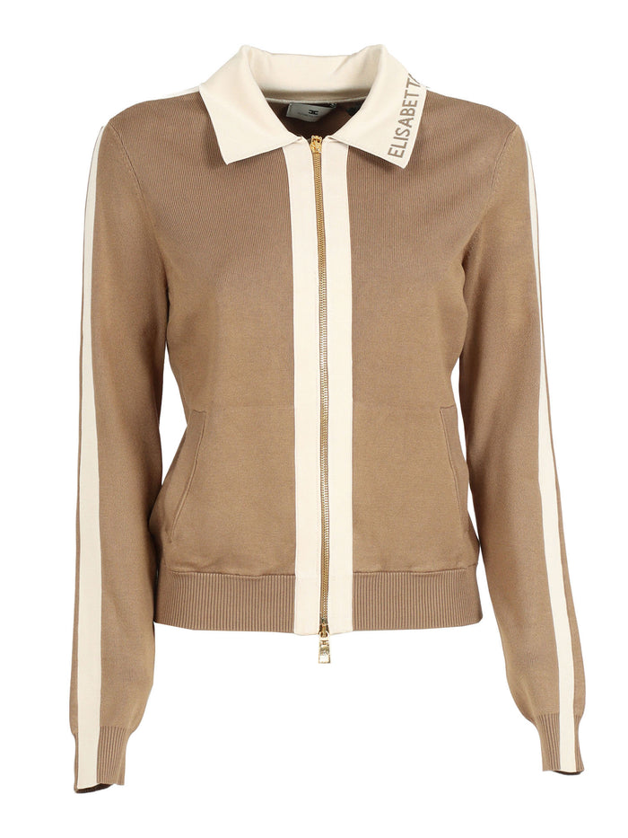 KNITTED TOP Brown Viscose Polyamide Crewneck