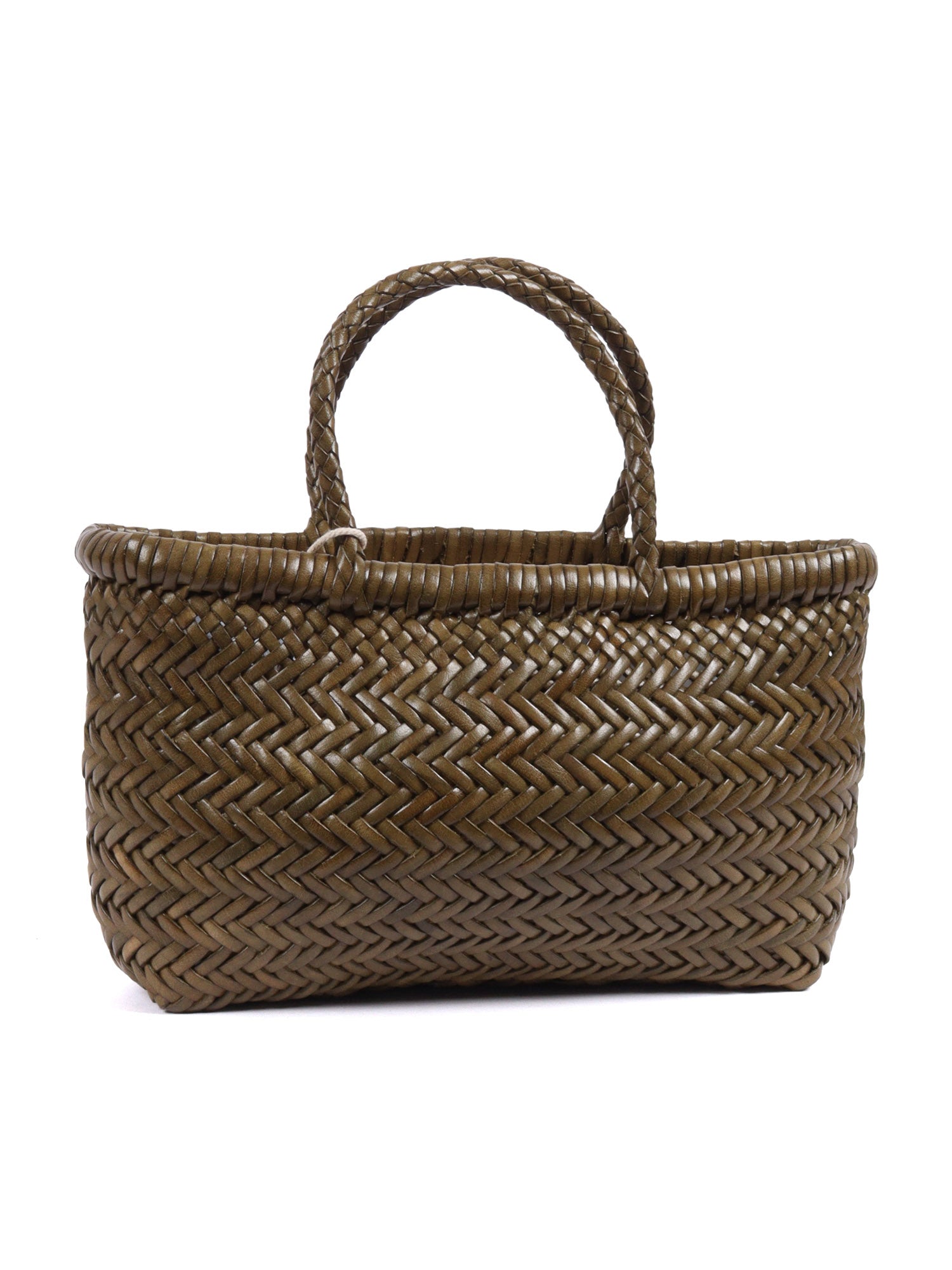 MINI FLAT GORA BASKET Green Calf Leather Handbag