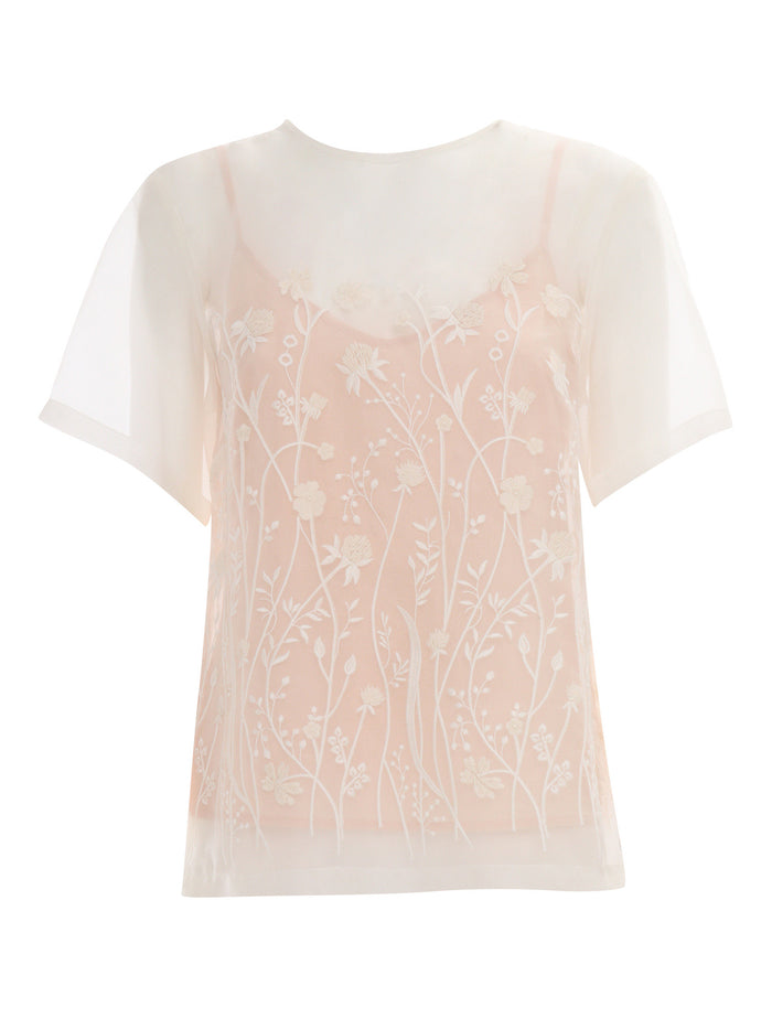 BLOUSE White Silk Top