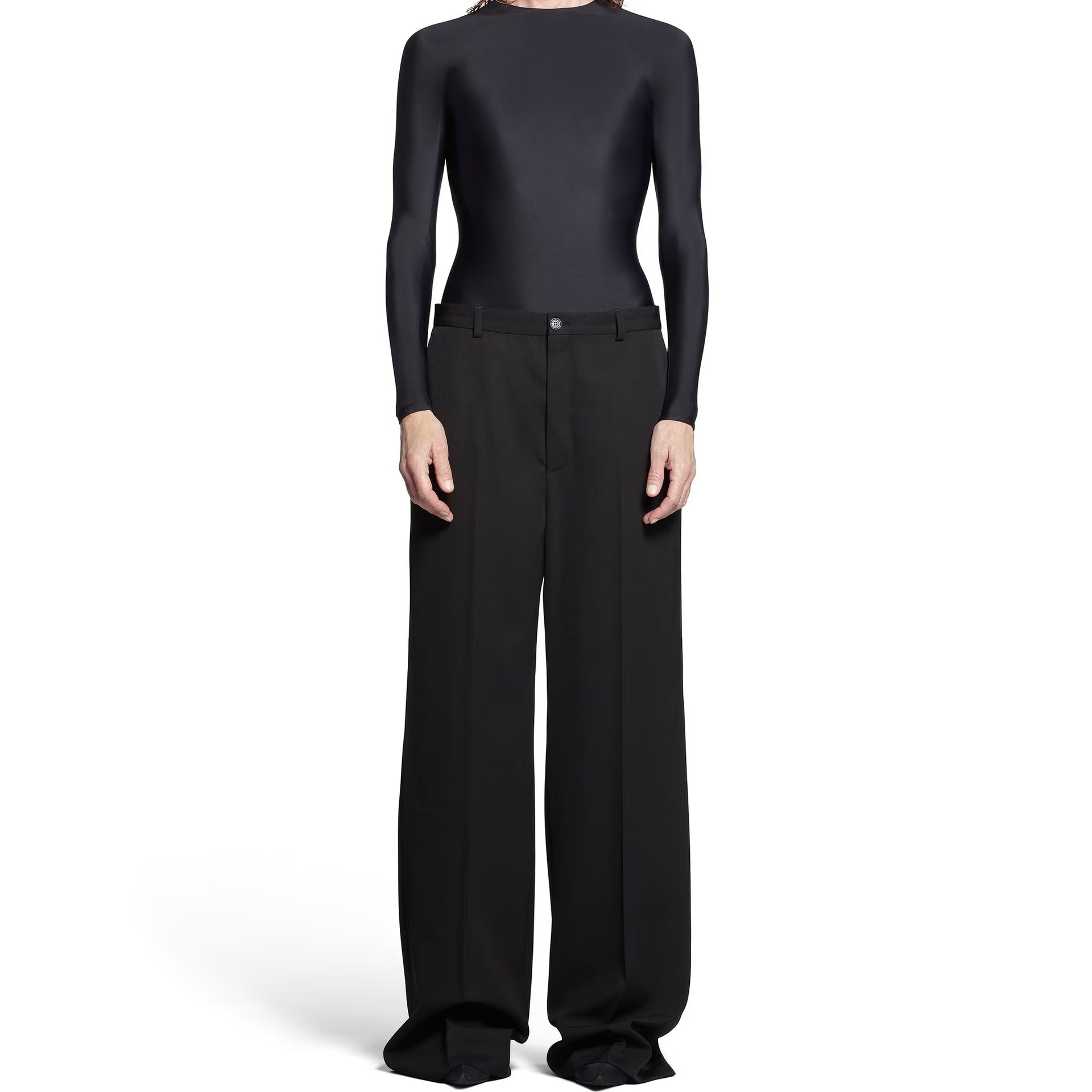 Wool Flared Pants Black