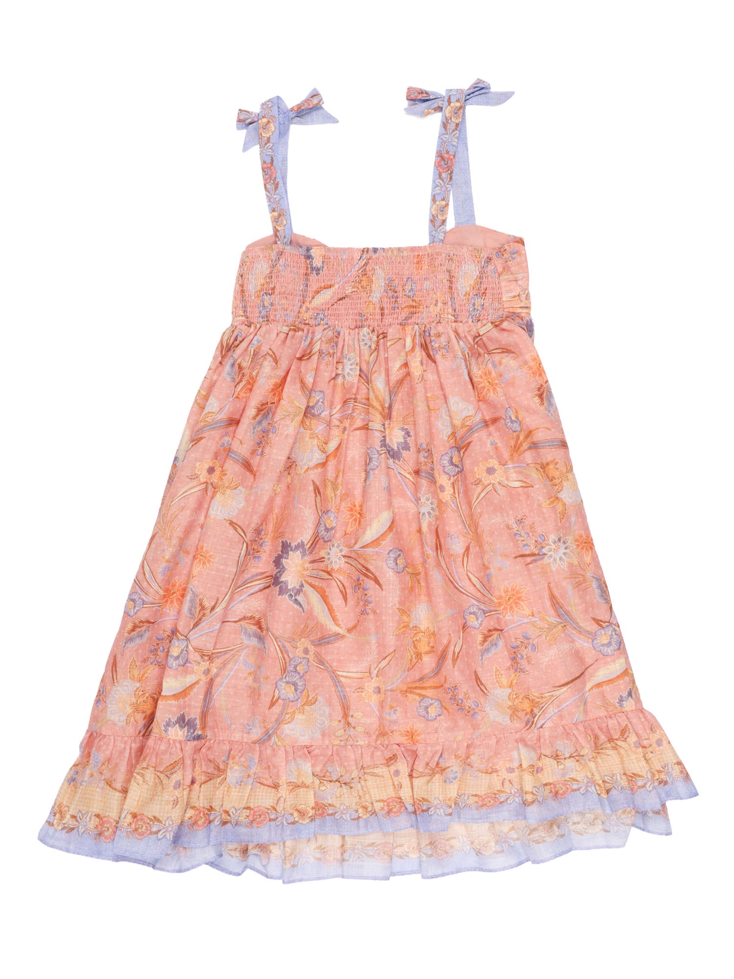 Indra Kids Tie Front Dress Pink Cotton