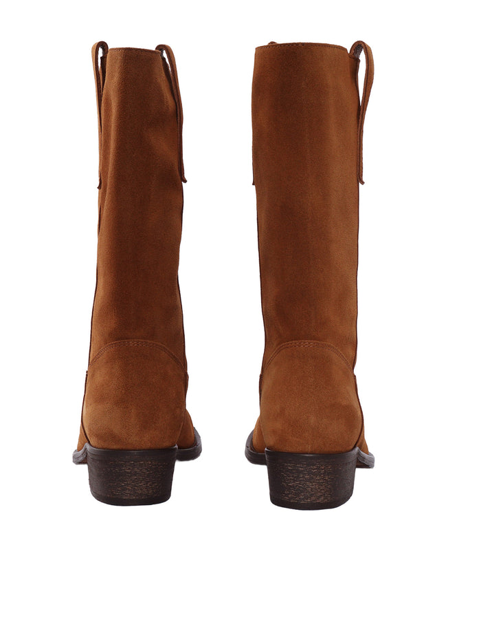 STITCHING TEX Brown Leather Sole Rubber Booties