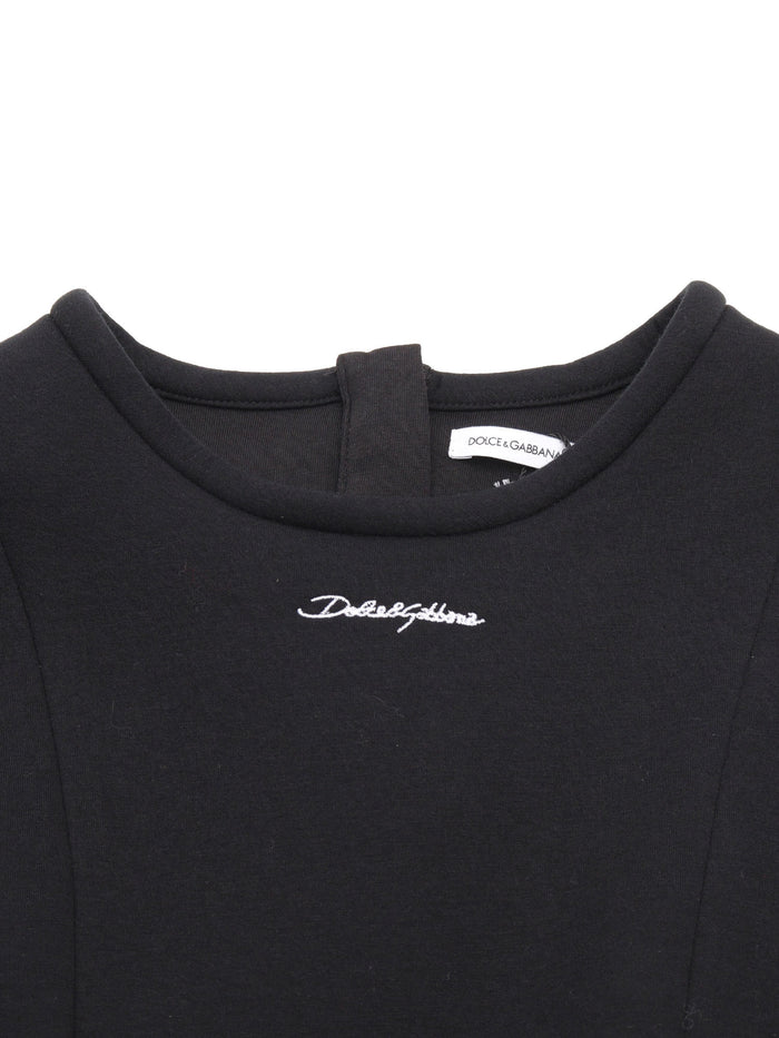 Long Sleeves Dress Black Cotton Interior