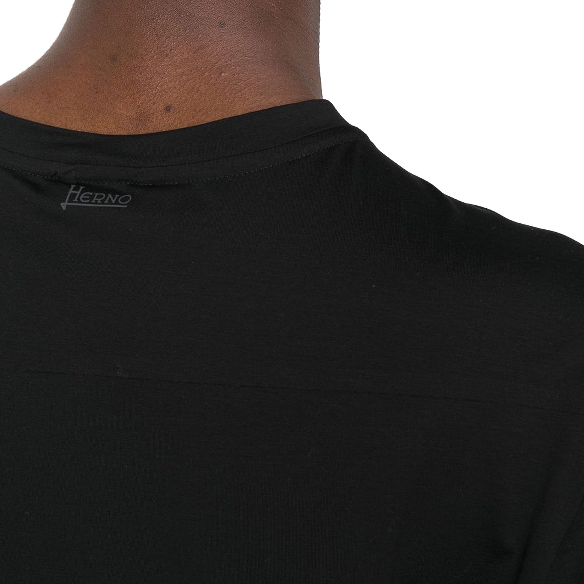 Herno Crewneck T-Shirt Black Cotton Elastane