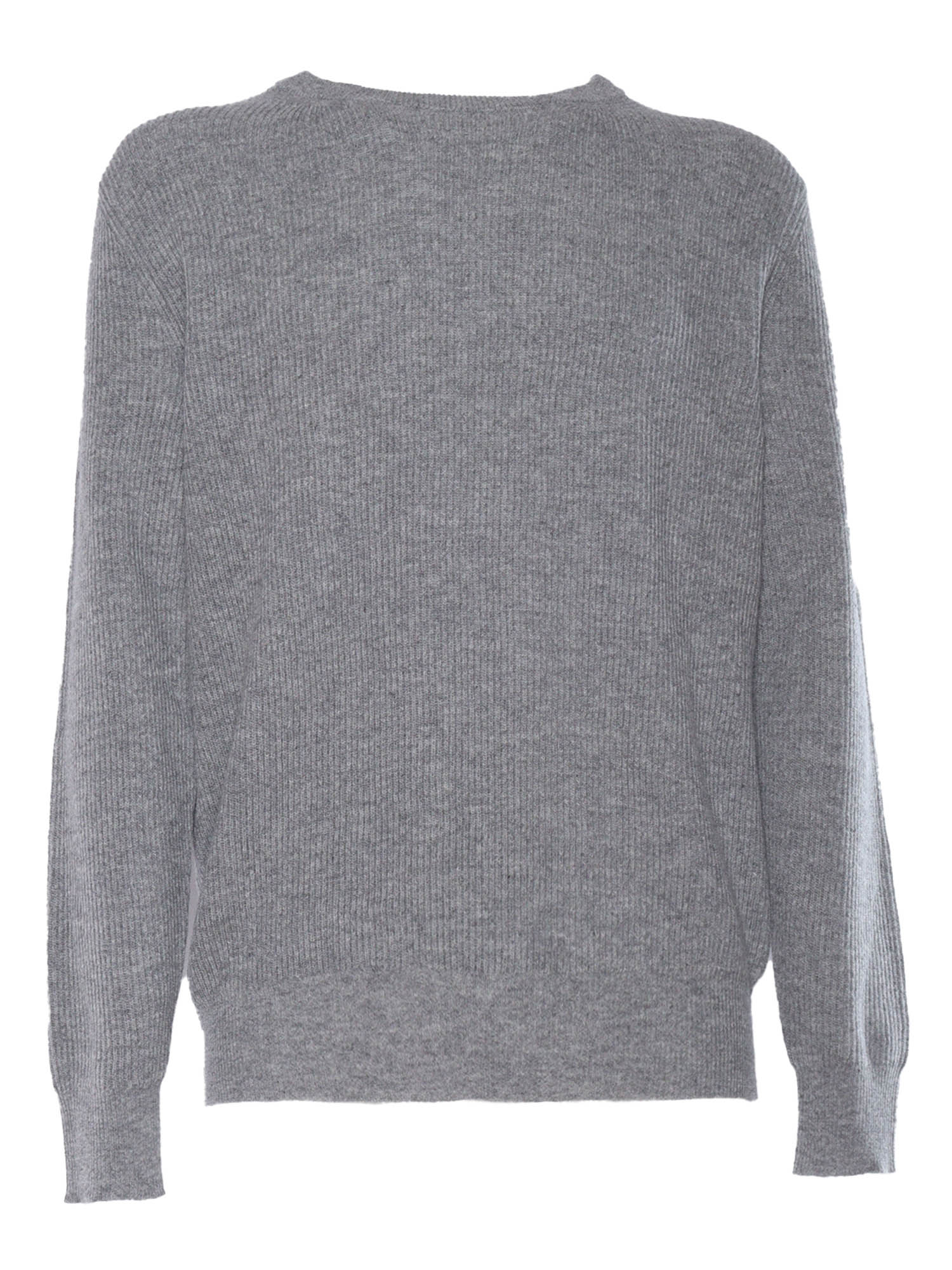 R Neck Pullover Grey Wool Crewneck