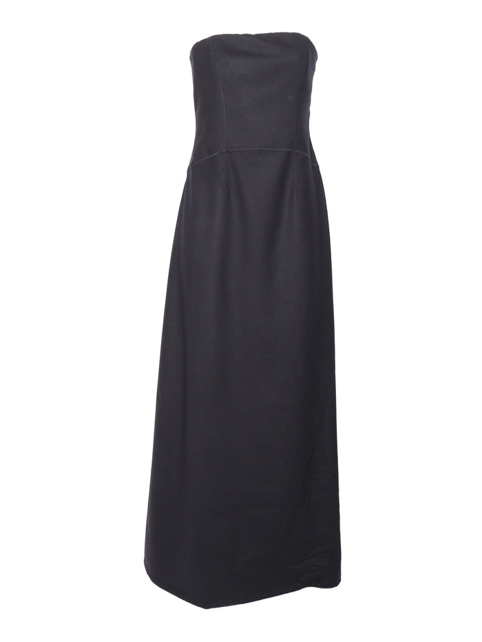 Long dress Black Virgin Wool Elastane
