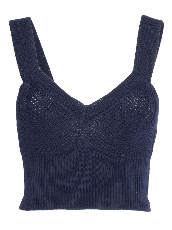 Perforated blue top Cotton