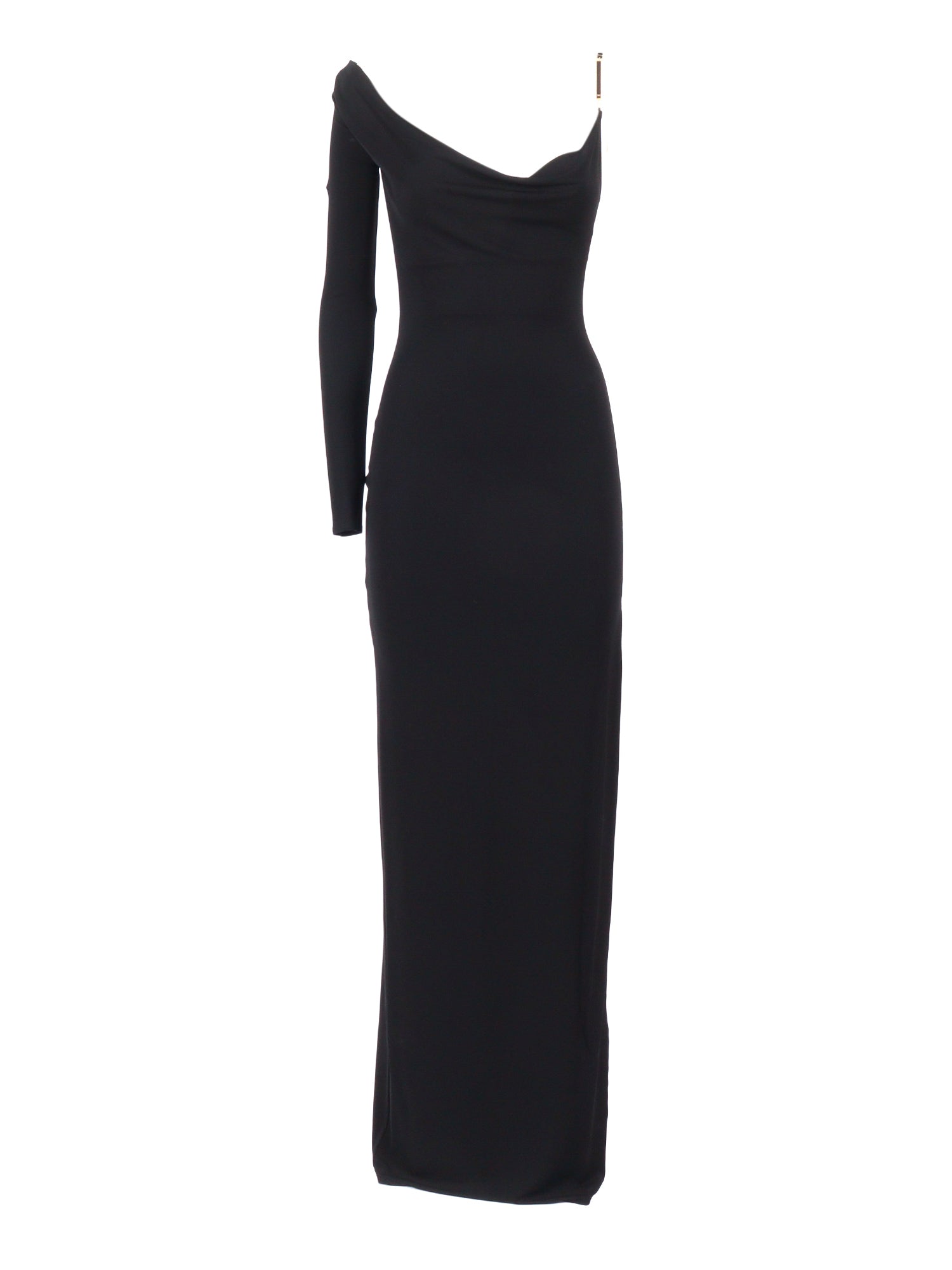 WOMEN�S DRESS Black Viscose Elastane Midi