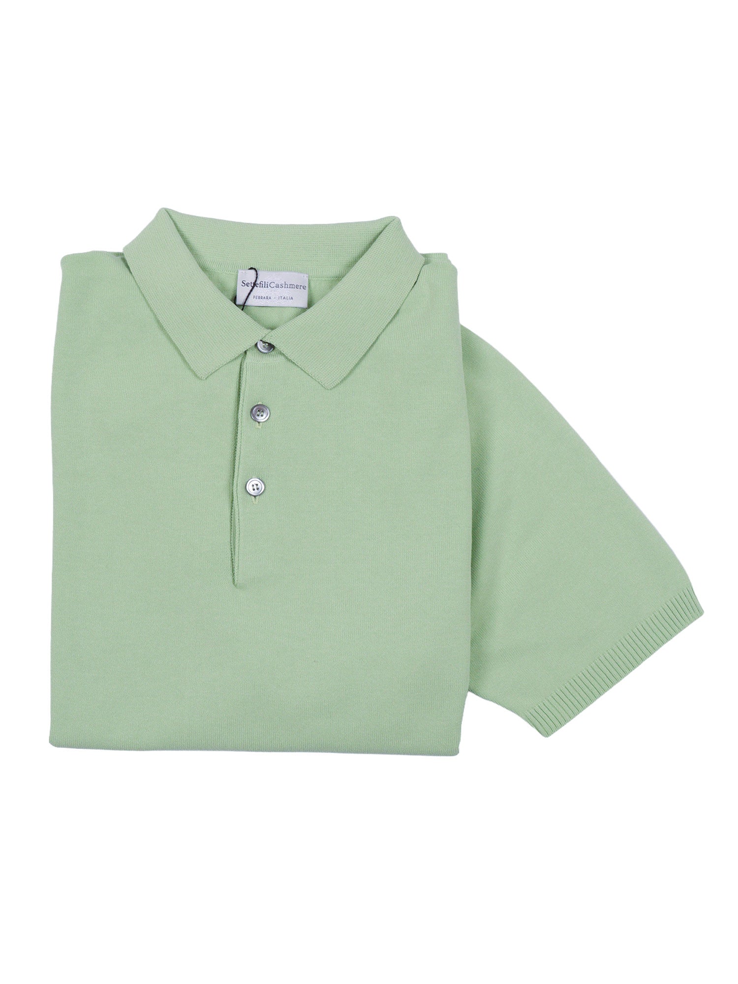 Short-Sleeved Polo Shirt With Tubular Hem And Side Slits Green Cotton M/c