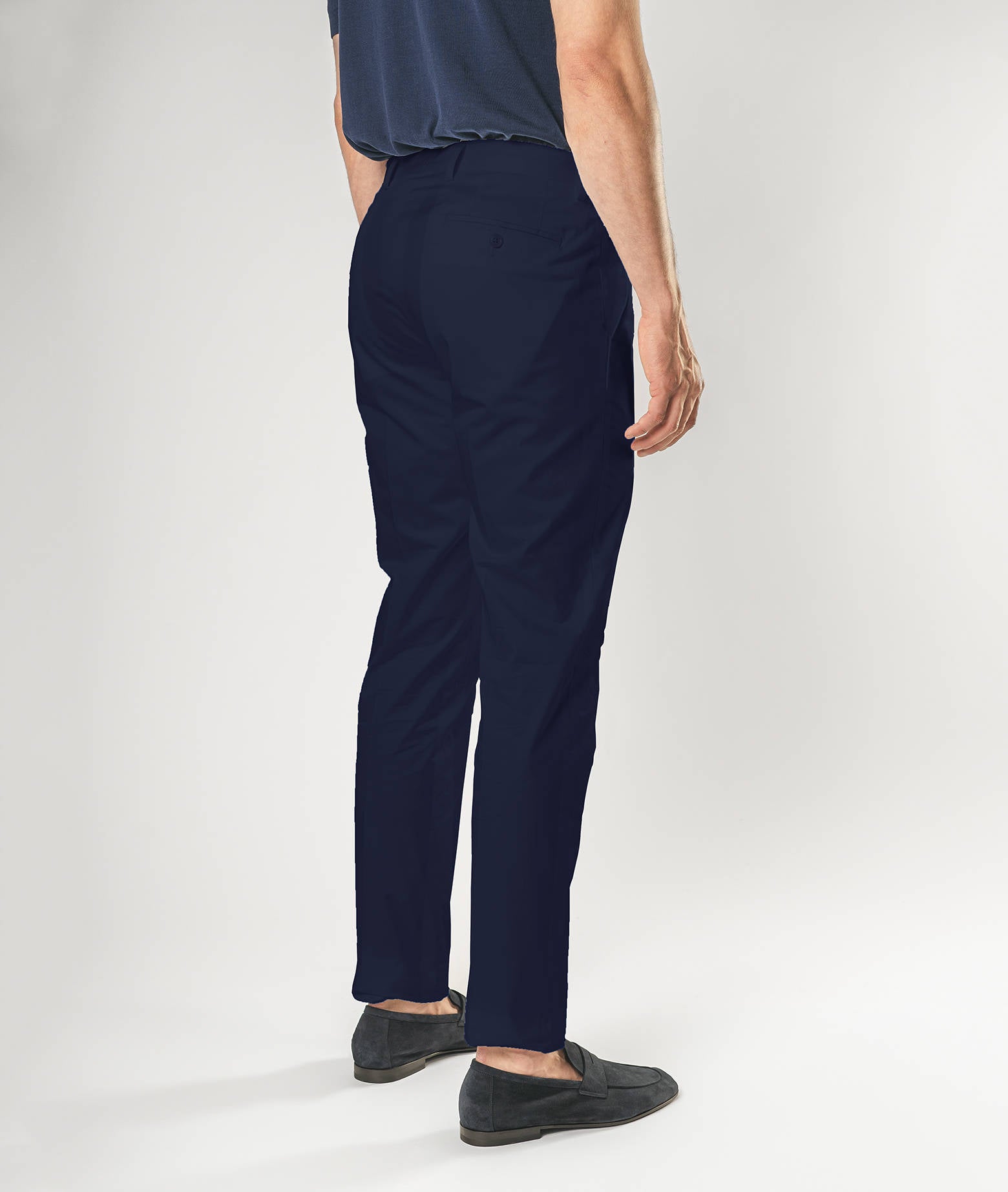 Cotton Chino Barthelemy White Trousers No Pinces