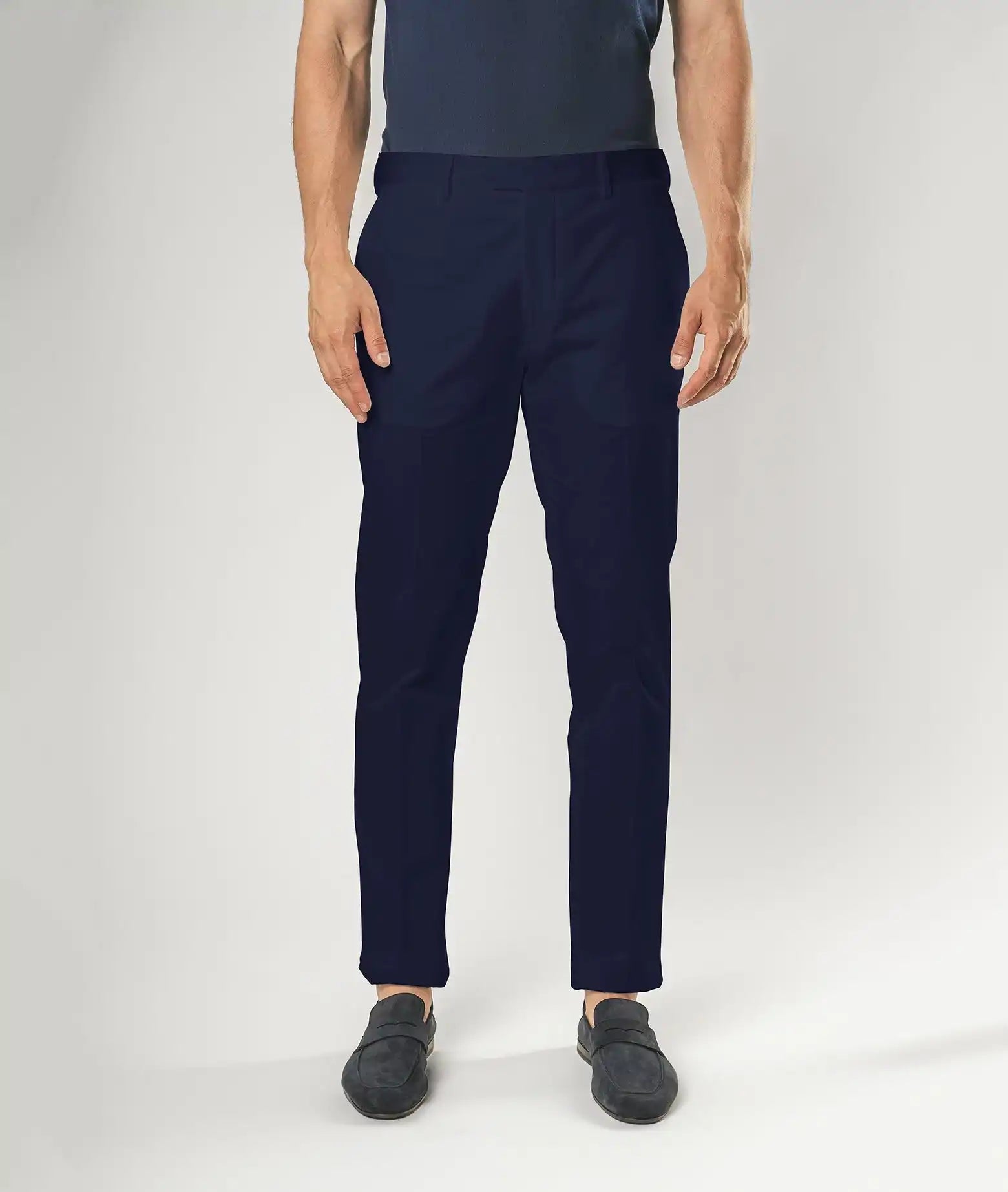 Cotton Chino Barthelemy White Trousers No Pinces