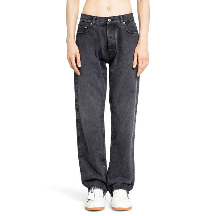 Off-White Washed Denim Jeans Gray Cotton