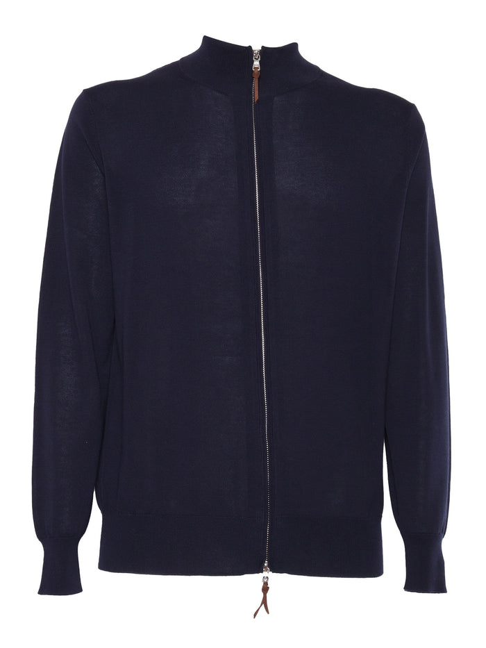 ZIPPED CARDIGAN Blue Cotton