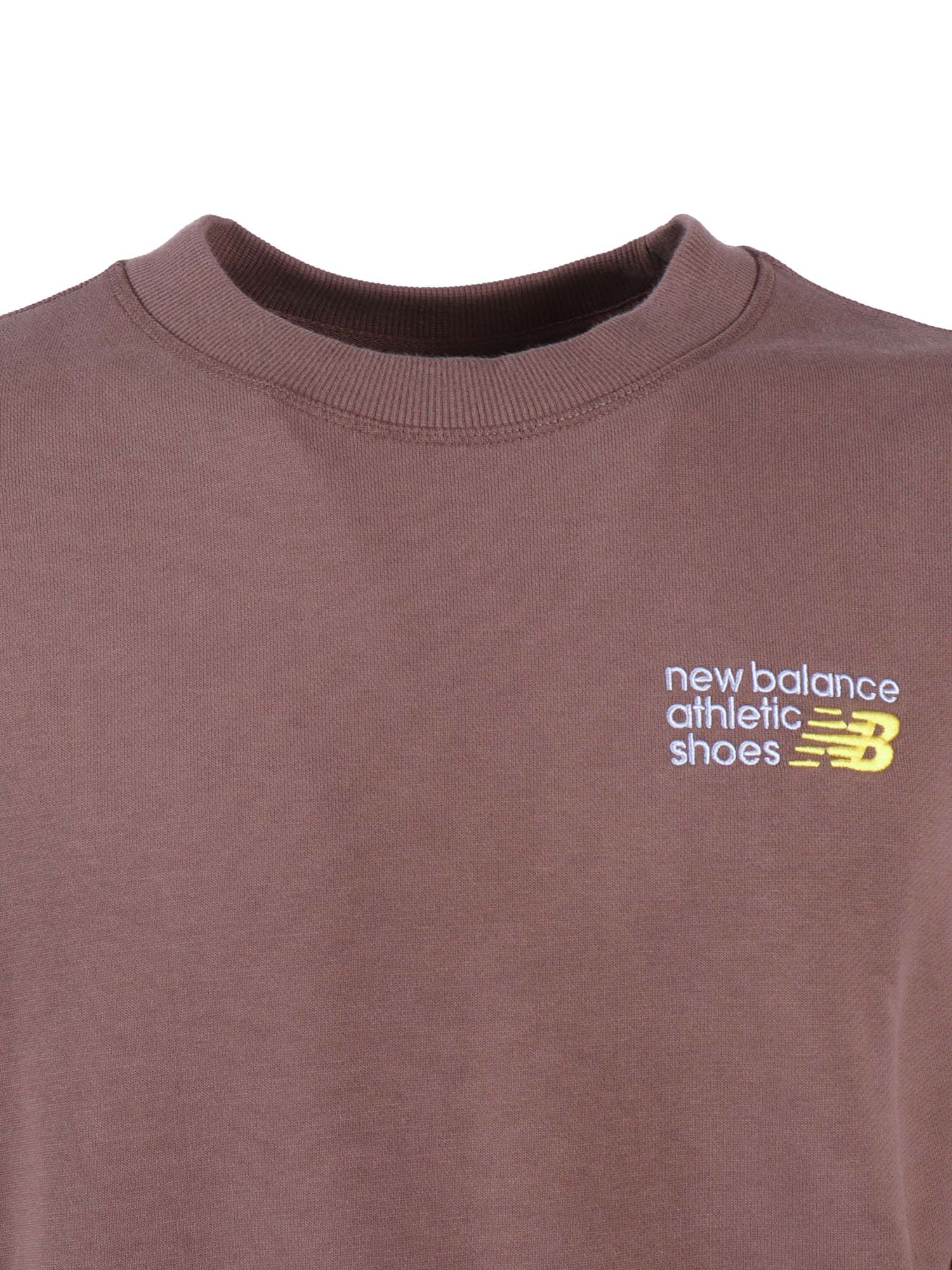 Athletics Premium Logo Crew - Cortado Brown Cotton Crewneck