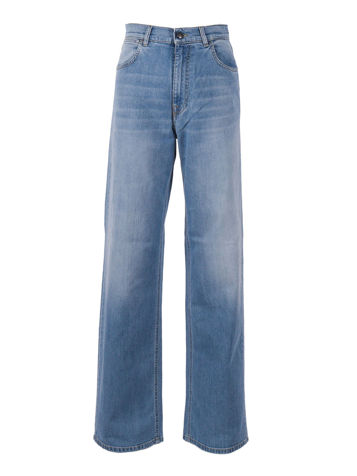 Pants Blue Cotton Lyocell Elastane