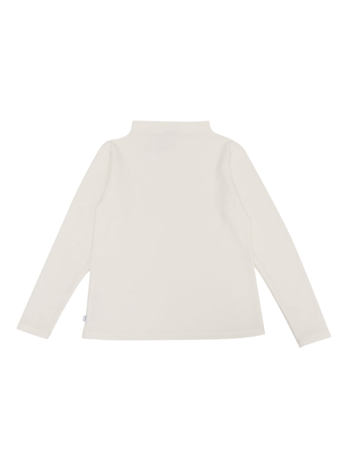 Milano Stitching High Neck Sweater White Turtleneck
