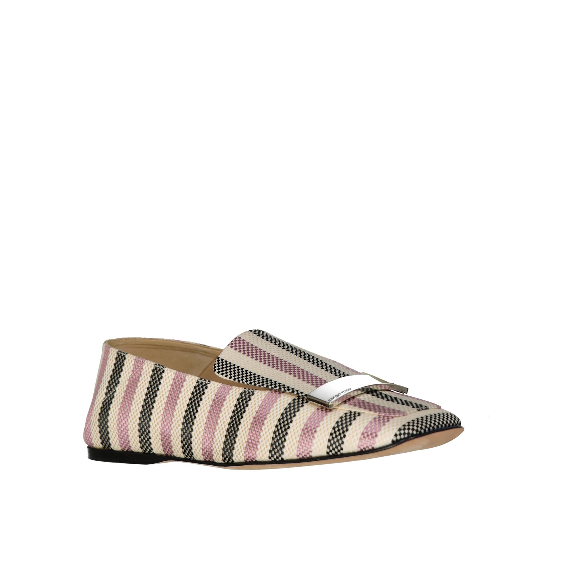 Sergio Rossi Jacquard Loafers White Fabric