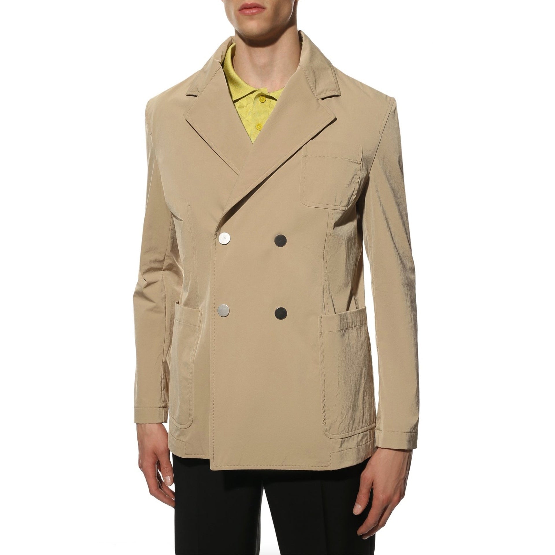 Double-Breasted Blazer Beige Elastane Polyamide