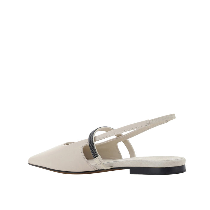 Slingback Flats White Calf Leather