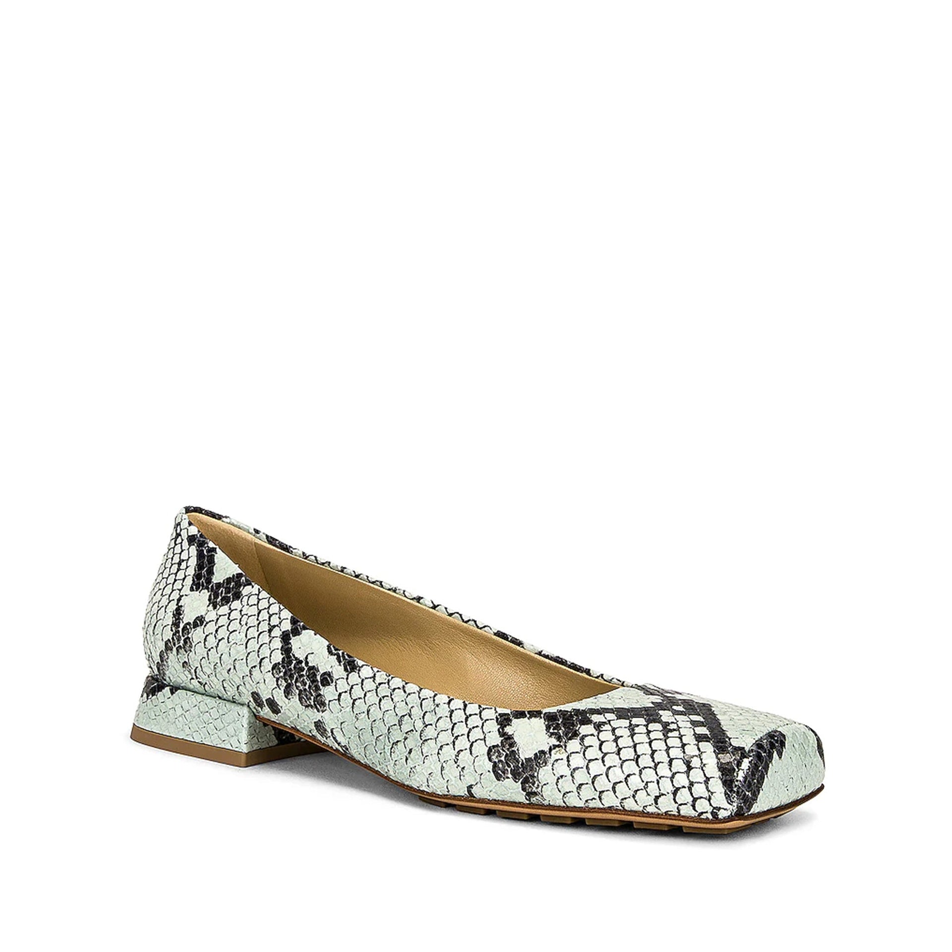 Ballerina Flats Green Calf Leather