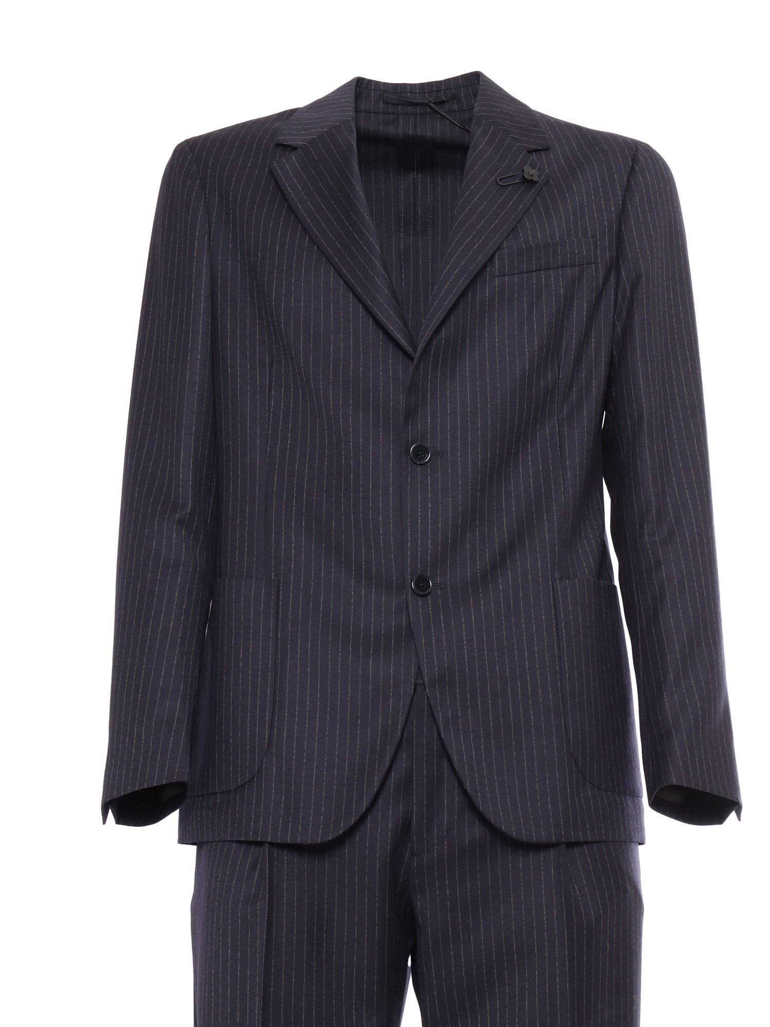 Easy Wear Drop 7 Reg Man Suit Blue Wool Single Breasted Dress