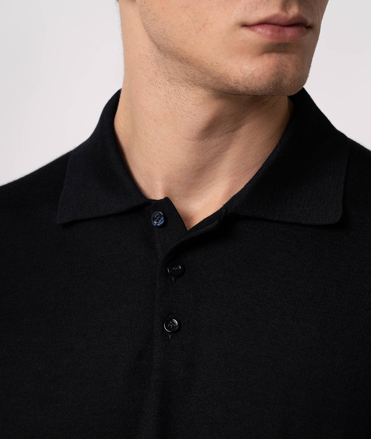 Cashmere And Silk Polo Shirt Vienna Blue Pullover M/lunga