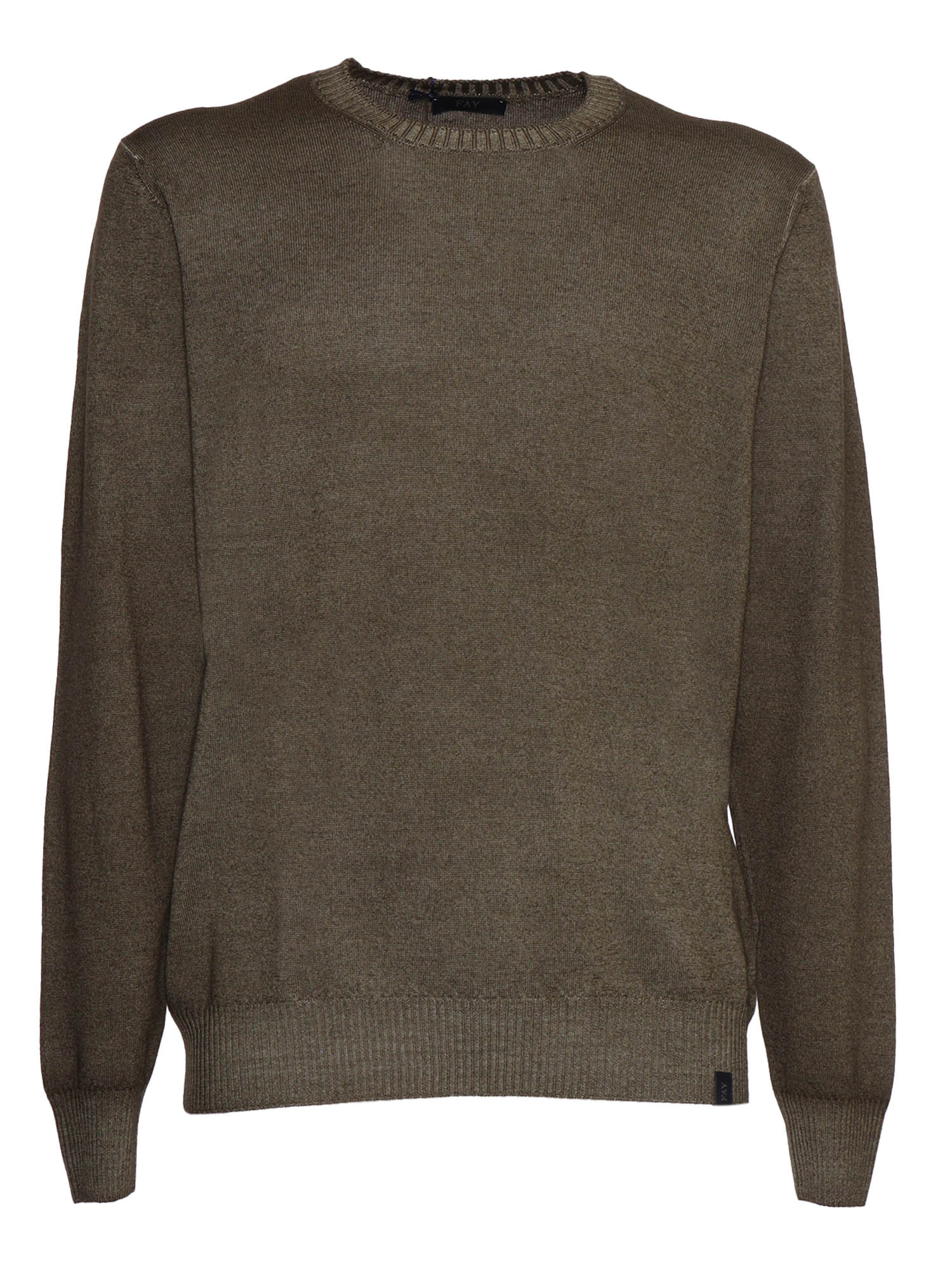 Crew Neck Sweater Green Virgin Wool Crewneck