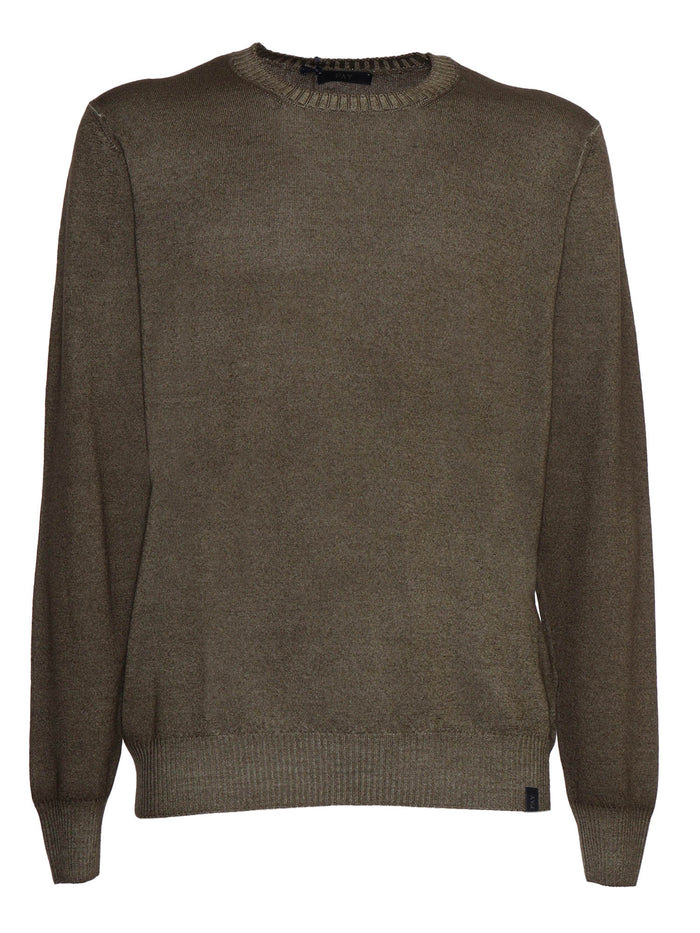 Crew Neck Sweater Green Virgin Wool Crewneck