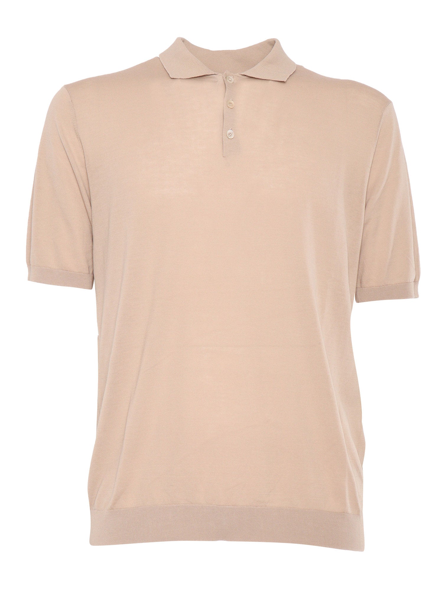 SHORT SLEEVES POLO Beige Cotton Shirt