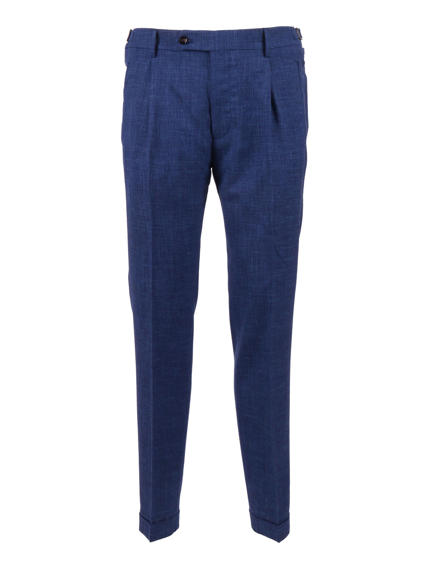 Retrolong Pants Blue Virgin Wool Silk Linen