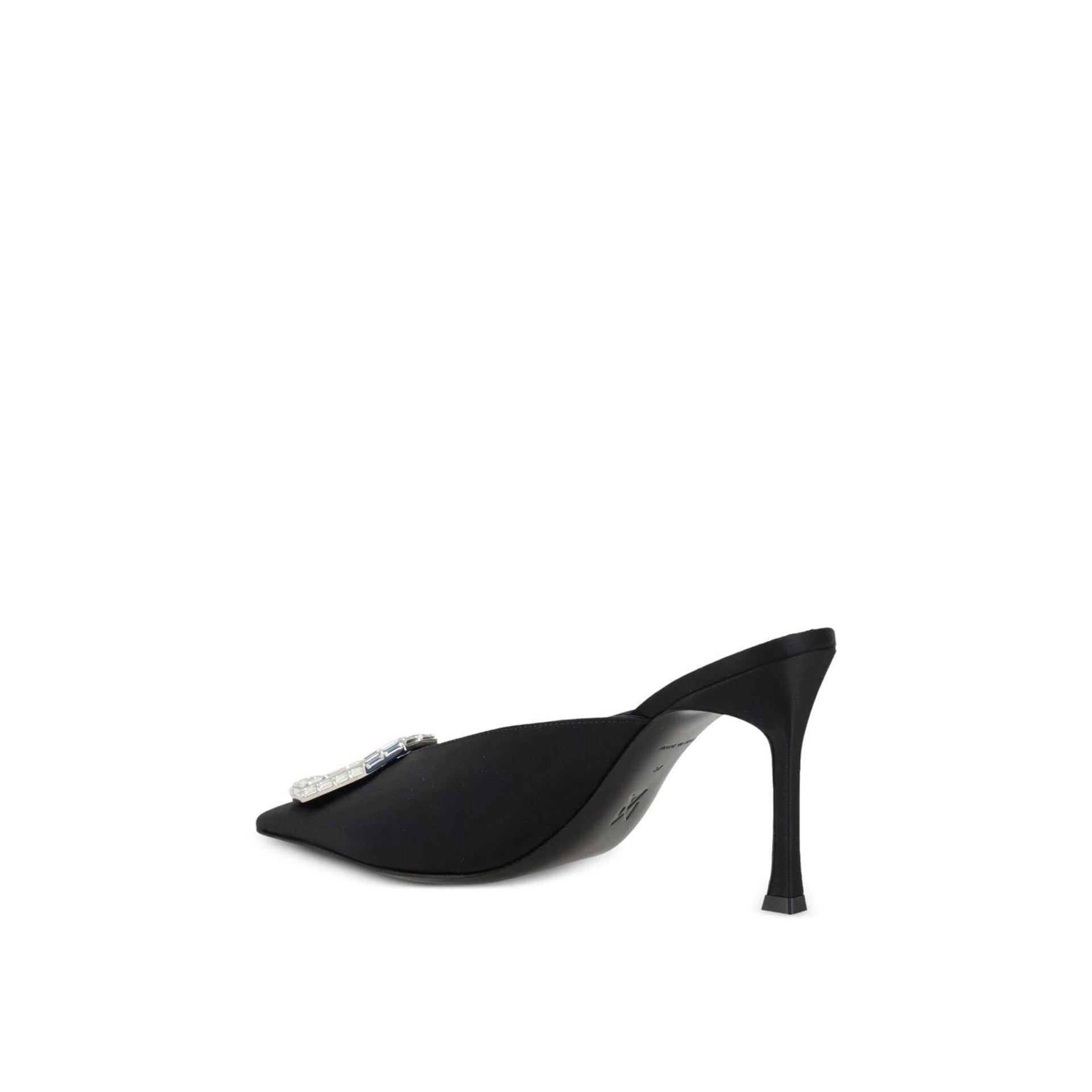 Amina Muaddi Camelia 90 Mules Black Silk
