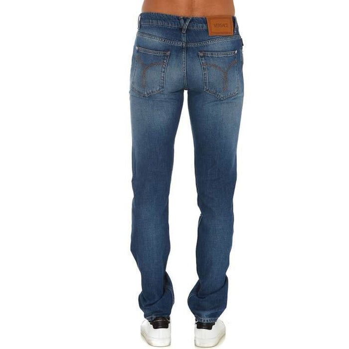 Cotton Logo Denim Jeans Blue