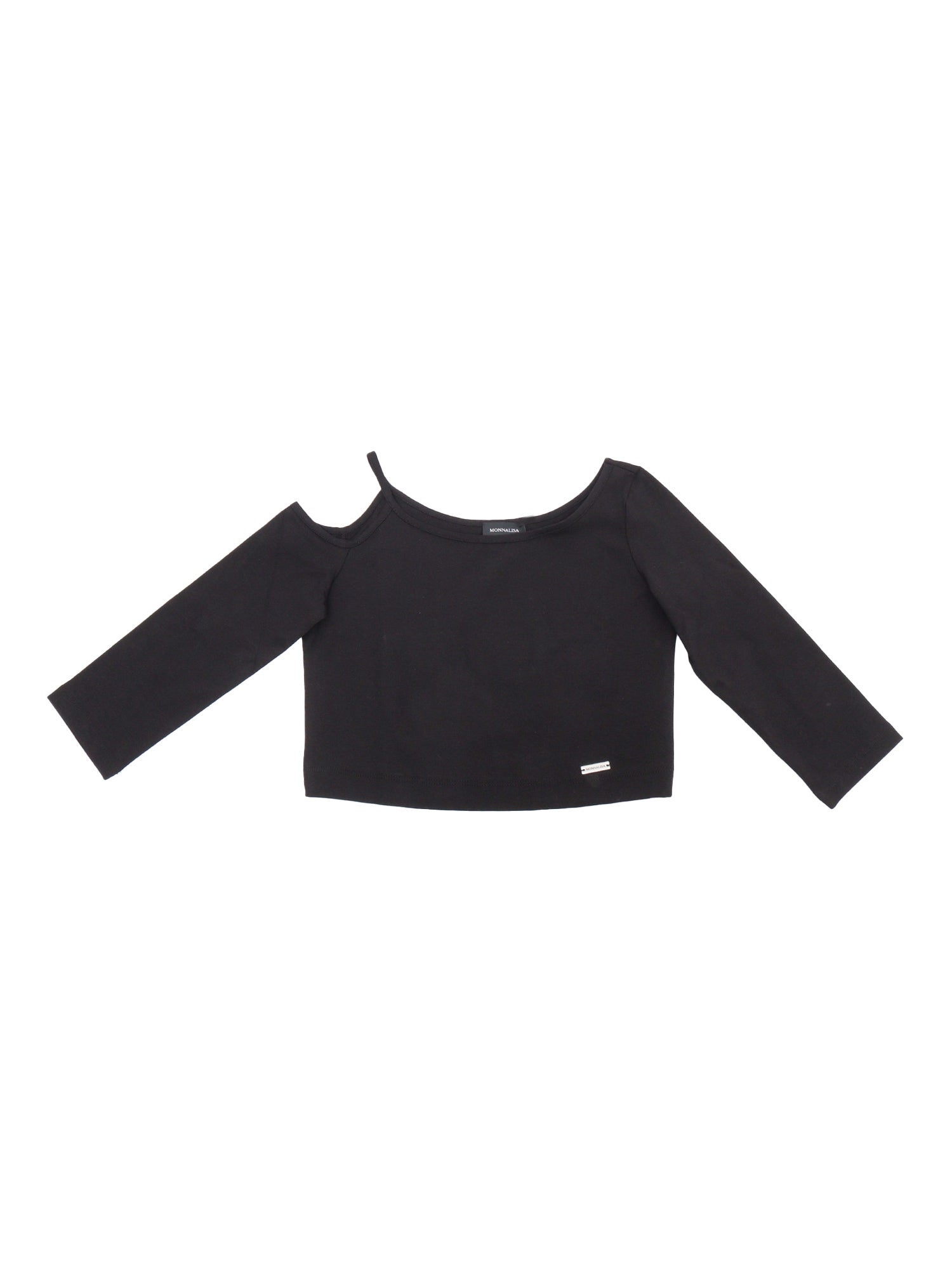 Long sleeved top for girls Black Cotton Elastane Short Sleeves T-shirt