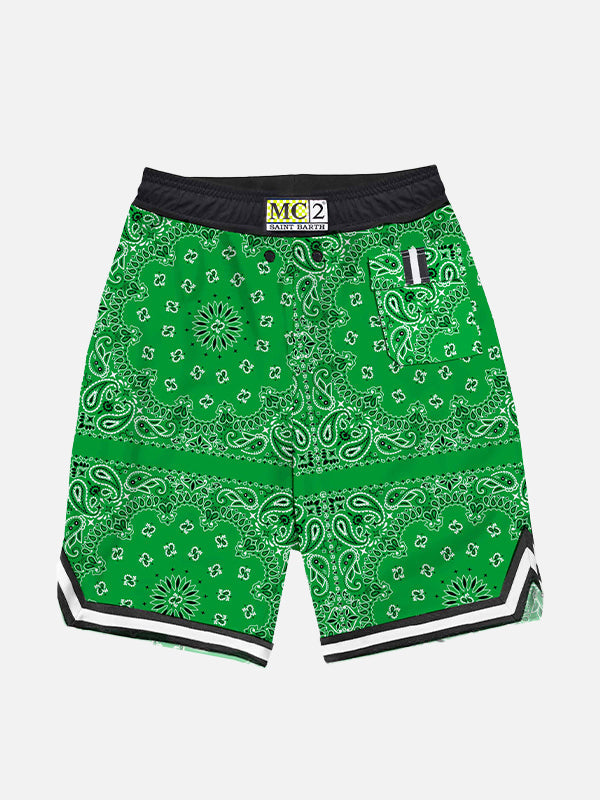 Boy Long Swim Shorts With Bandana Print __single__ Swimshort