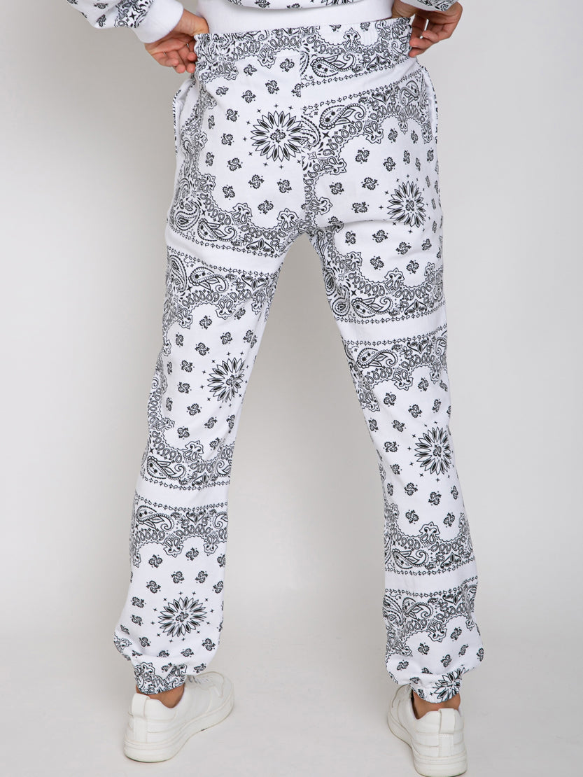 Cotton Bandana Joggers With Saint Barth Embroidery White Pant