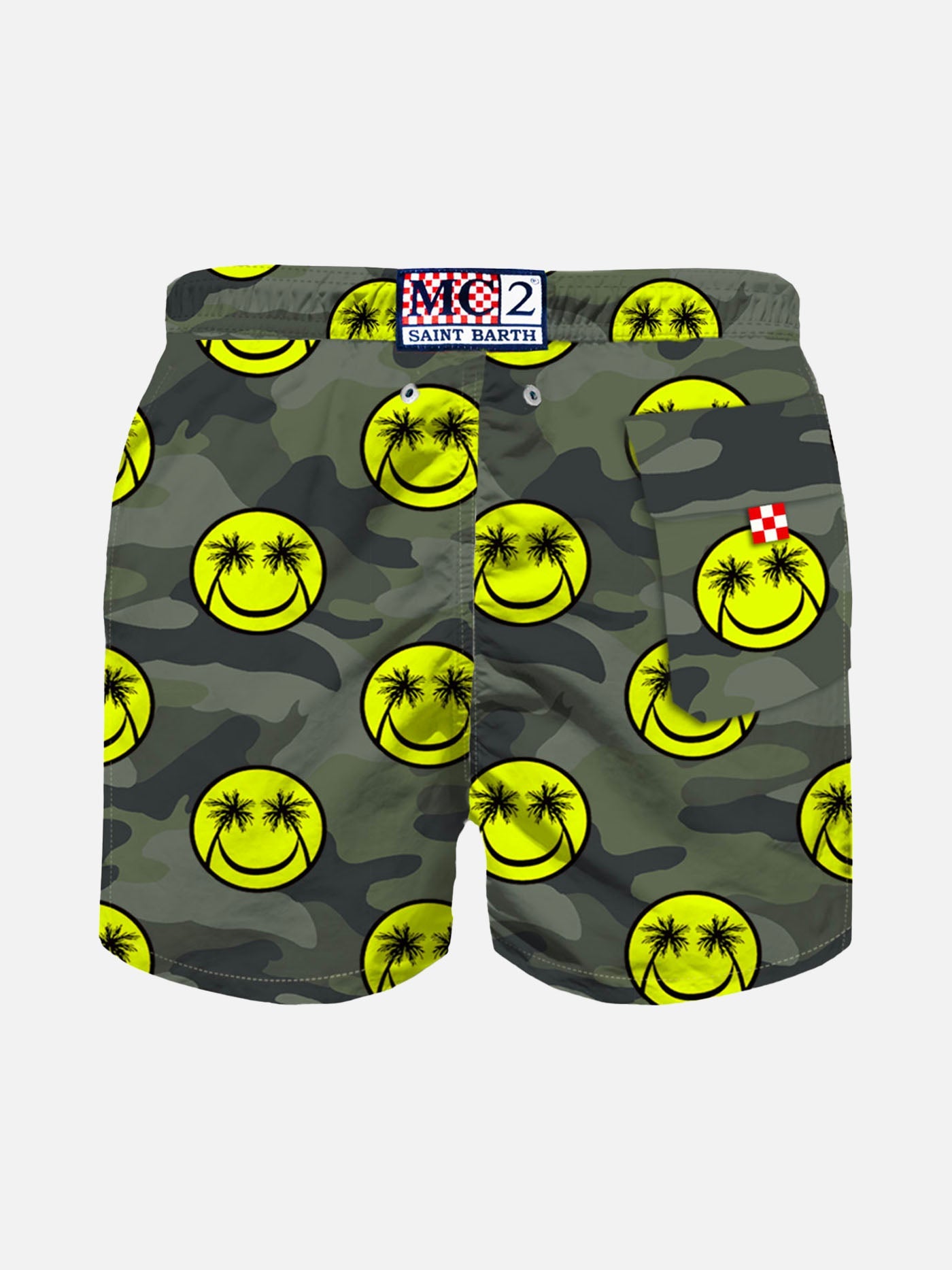 Boy Swim Shorts With Smiley Print Grey Swimshort