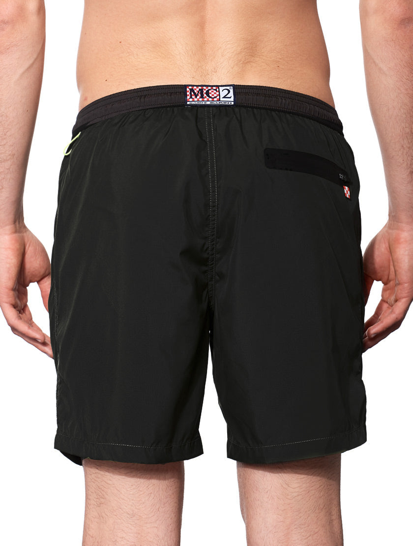 Man Black Zipped Swim Shorts Swimshort