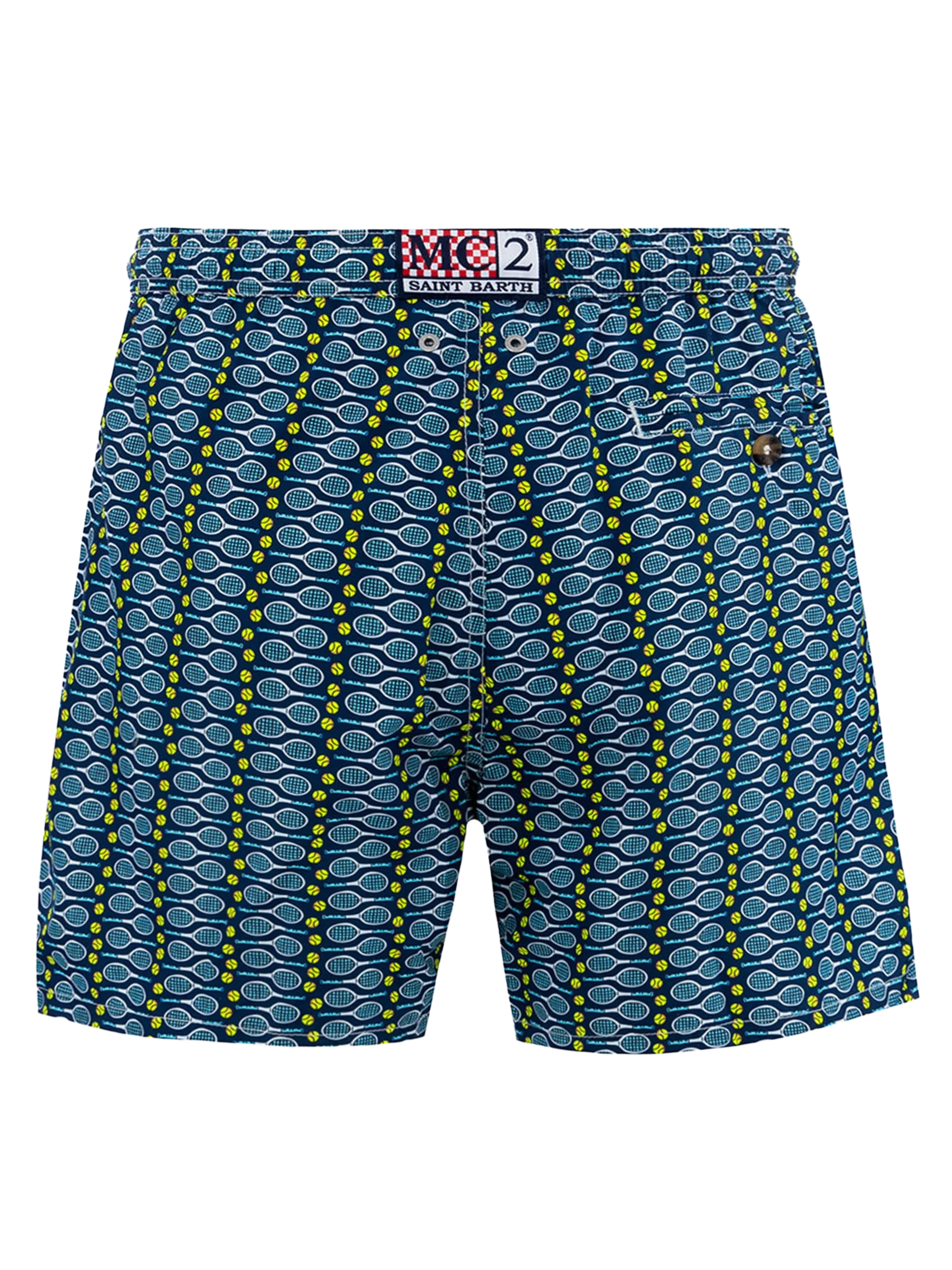 Man Lightweight Fabric Swim-Shorts Lighting Micro Fantasy With Tennis Print Blue Swimshort
