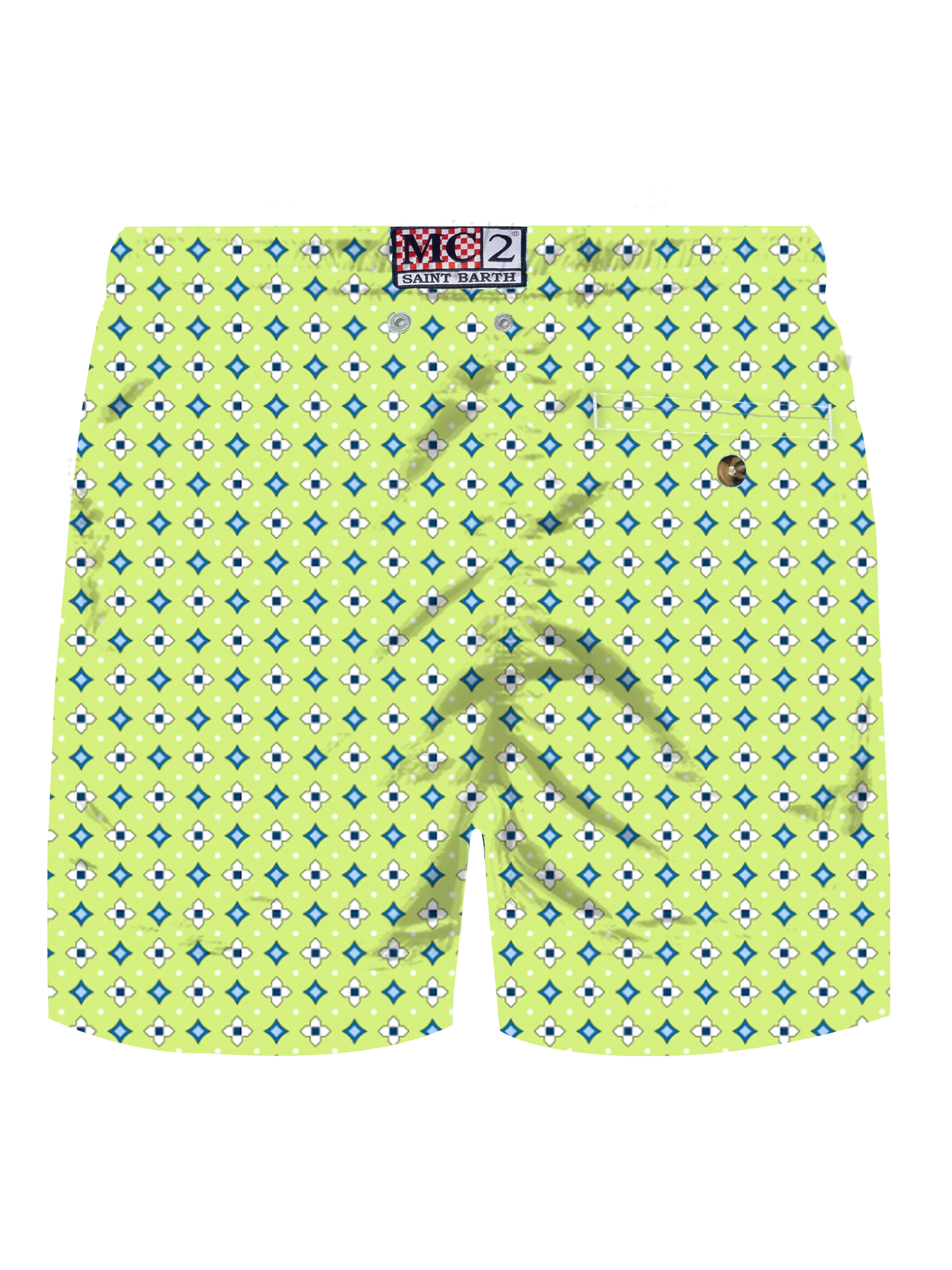 Comfort Light Stretch Swim Shorts With Tie Print Green Swimshort