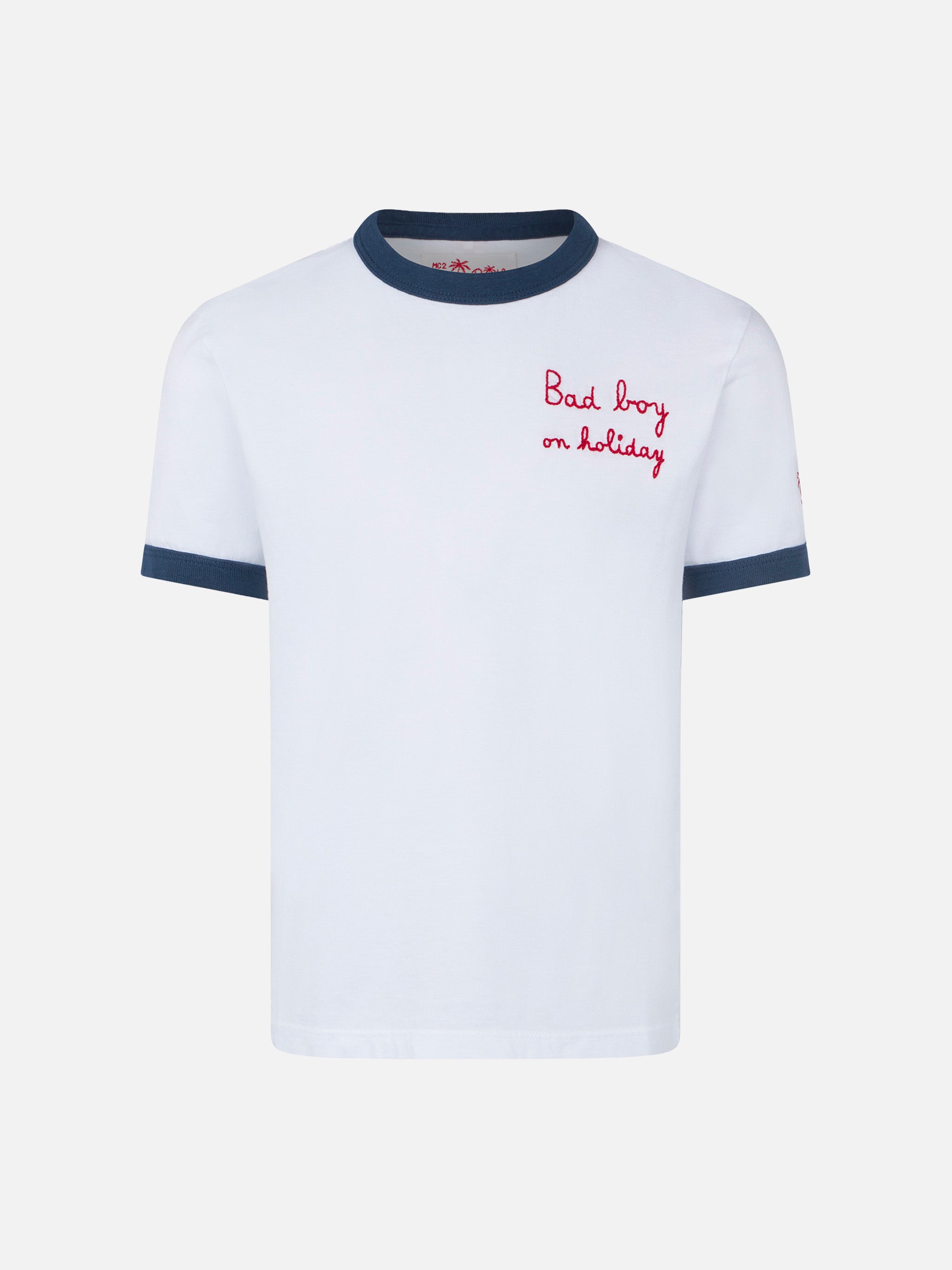 Boy Cotton T-Shirt With Embroidery White