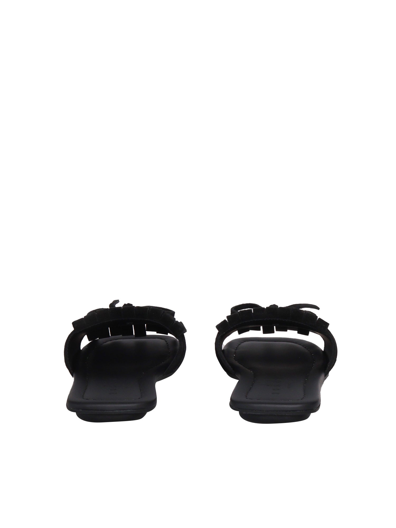 H685 FRINGED SANDALS Black Calfskin Sole In Rubber
