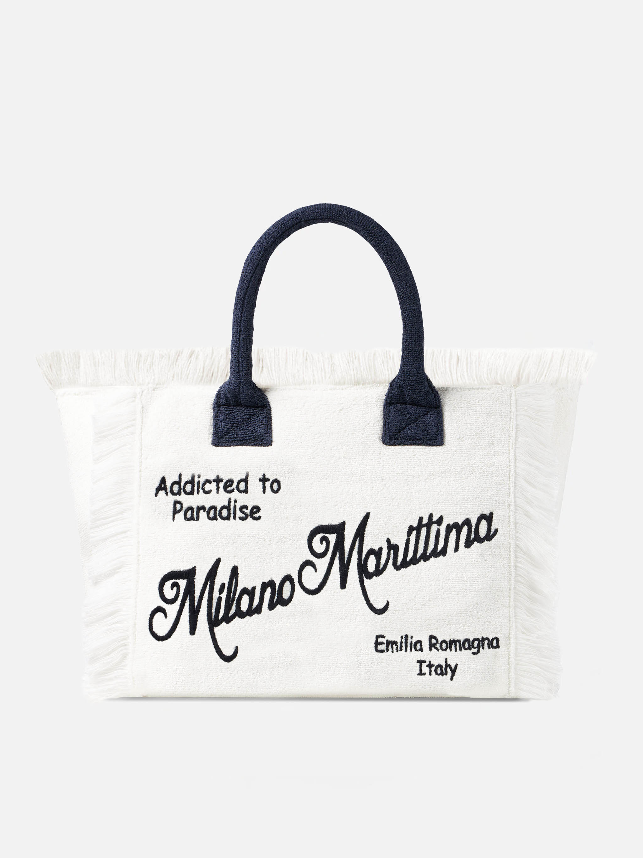 Vanity Terry Shoulder Bag With Milano Marittima Embroidery White